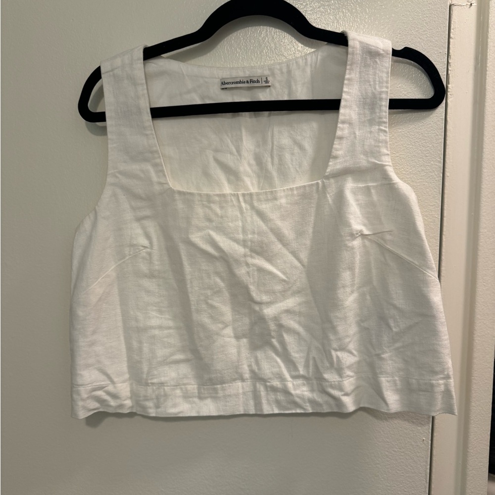 Abercrombie White Linen Cropped Top